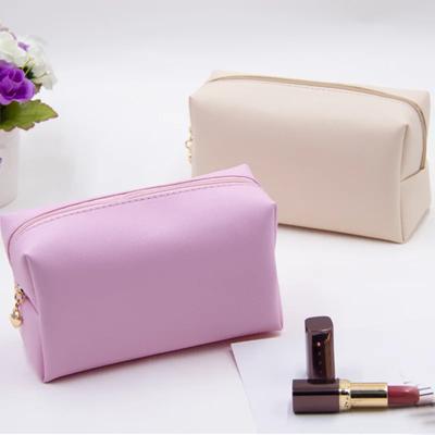 1 bucată geantă de machiaj din piele PU de culoare solidă pentru femei, cu fermoar, geantă mare pentru cosmetice pentru femei, de călătorie, pentru machiaj, geantă de spălat