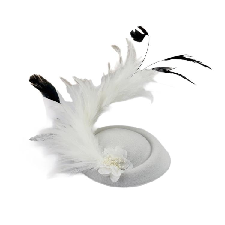 1920s Medieval Hairpin Feather Felt Hat Prom Party Hair Clip Headband Anti-Slip