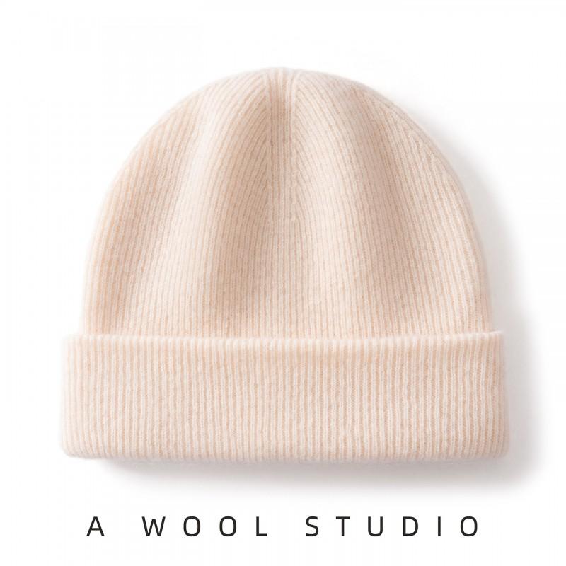 100% Pure Wool Knit Beanie Men Women Winter Fall Warm Solid Color Earflap Cap