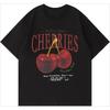 Cherries Print TShirts Casual Daily Womens Short Sleeve Casual LooseFit Crew Neck Top Essential Versatile Style Shirts