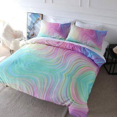 Soft Marble Three-Piece Quilt Cover 3D Digital Printing Bedding Set Bed Cover