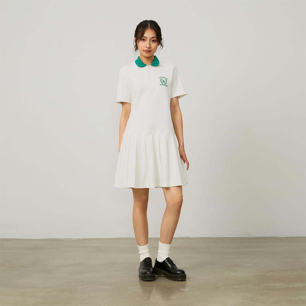 New MLB Short Sleeved Dresses Women's White 3FOPV0443-07CRS