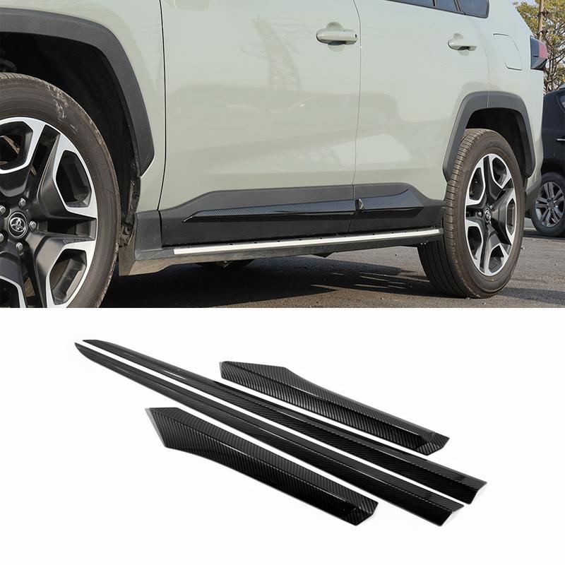For Toyota RAV4 RAV 4 XA50 - Hybrid ABS Carbon Fiber Car Side Door Body Molding anti-scratch Protector Side Strips Trim