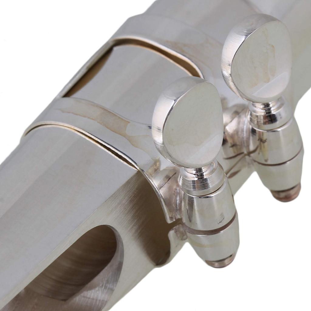 Yibuy Tenor Saxophone Brass Mouthpiece Cap Ligature Silver Plated 11cm #7