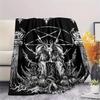 1Pc Skull Satan Print Flannel Blanket, High Quality Comfortable for All Seasons, Home Decor, Warmth and Comfort, Perfect for Christmas Gifts