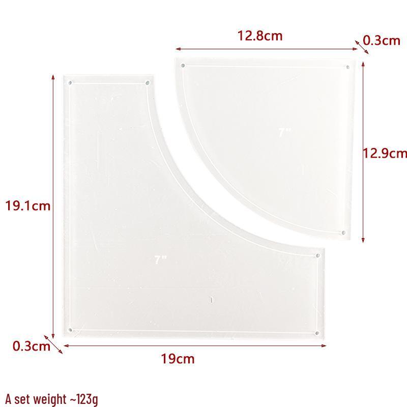 Acrylic Irregular 90° Sewing and Patchwork Ruler for Fabric Cutting