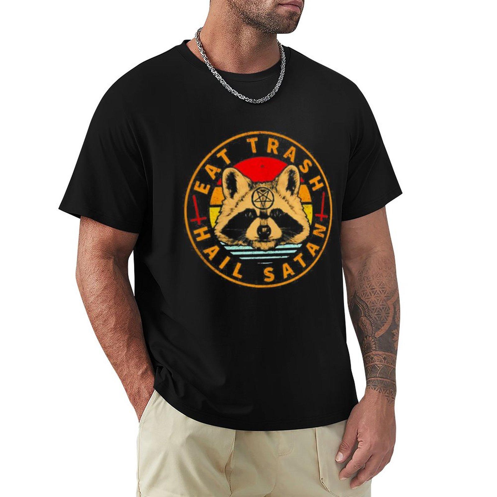 

Summer tee-shirt black fashion mens t-shirt Vintage Raccoon Eat Trash Hail Satan T-Shirt brand t shirts men graphic t shirts 4XL