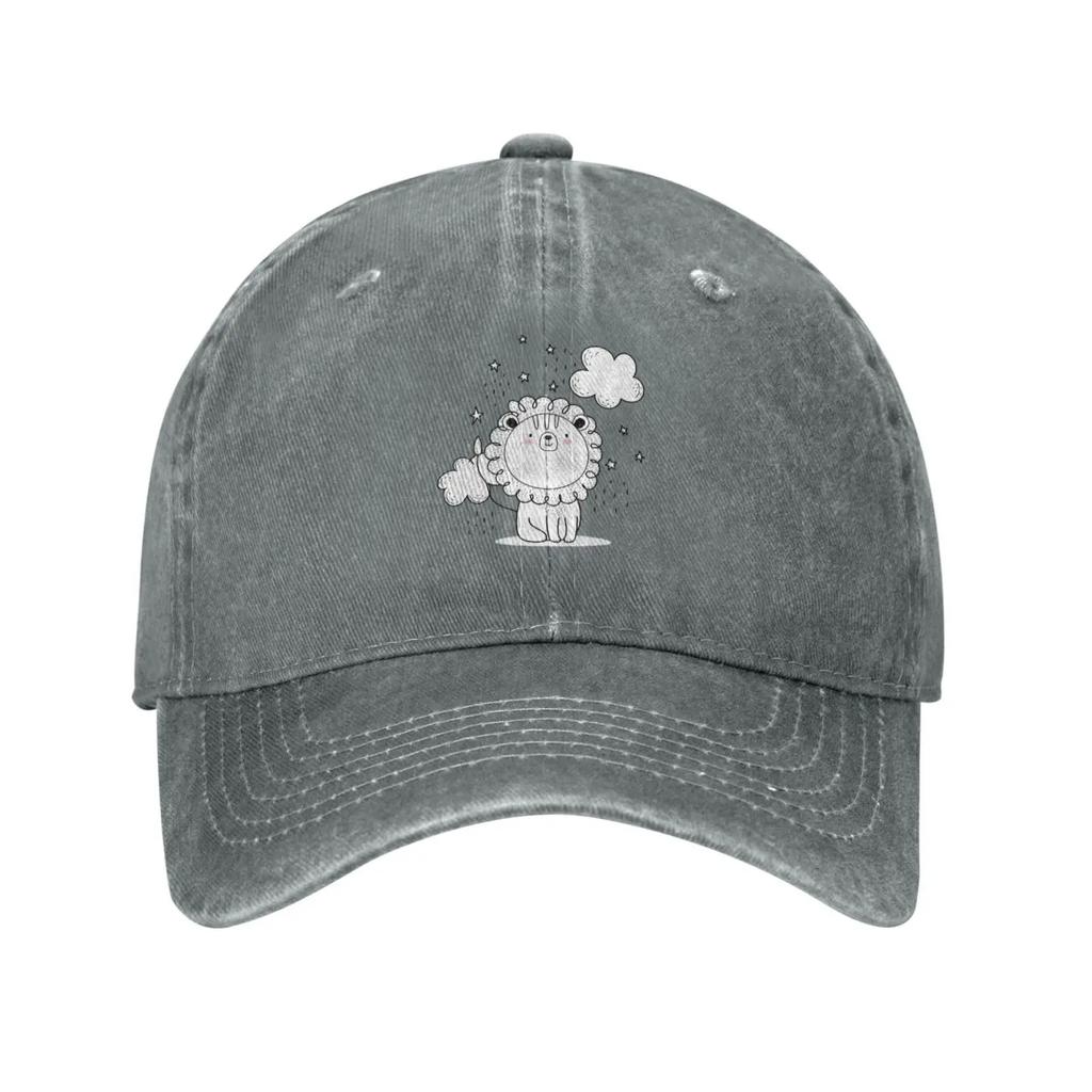 Little Lion with Clouds Baseball Cap for Men Women Vintage Trucker Hat Golf Hats Dad Caps