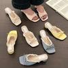 Coarse heel bow shoes women's summer outer wear holiday open-toed slope heel cool slippers