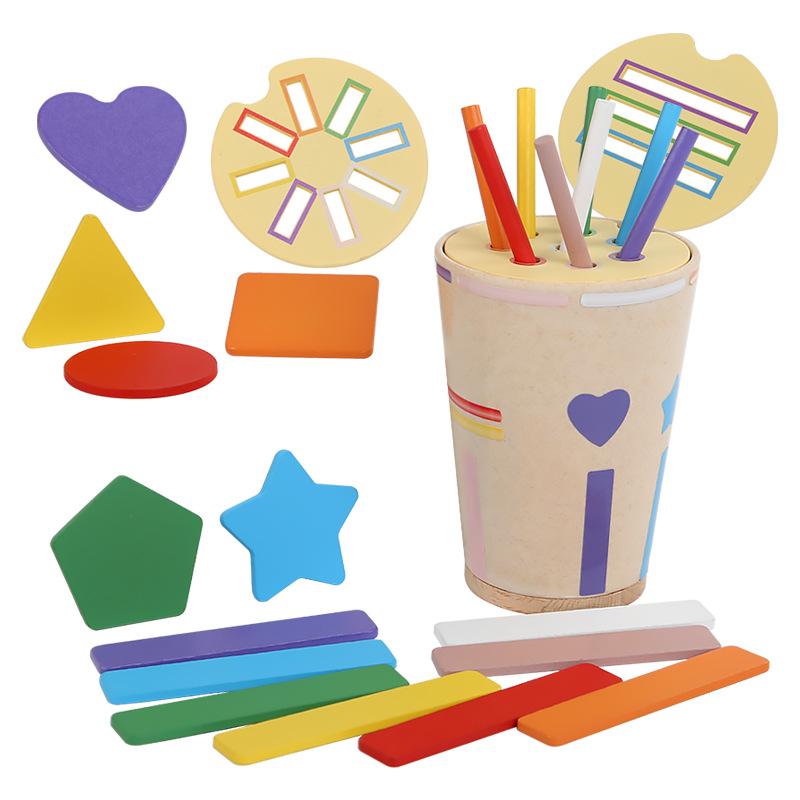 Montessori Color Sorting Matching Toys Wooden Shape Recgnition Toy Kids Math Learning Educational Toys Todders Fine Motor Gifts