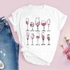 Rotweinglas Muster Reine Baumwolle Bedruckt Unisex und Damen Mode Trend T-Shirt Neu Personalisiert Rundhals Lässiges T-Shirt