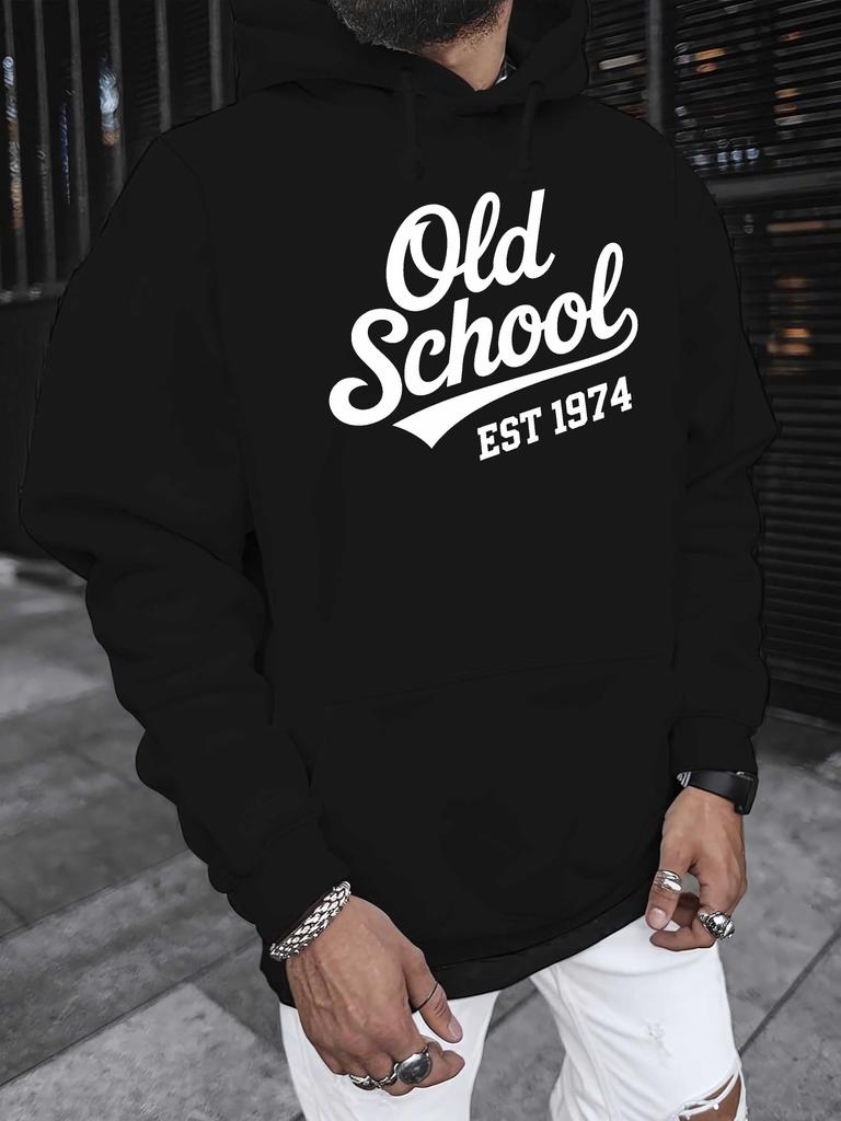 Old School EST 1974 unisex Sweatshirt Hoodie New Street Style Printed Tops Fall and Winter Clothing Free Hoodies Comfortable and Soft Fabrics Exquisit