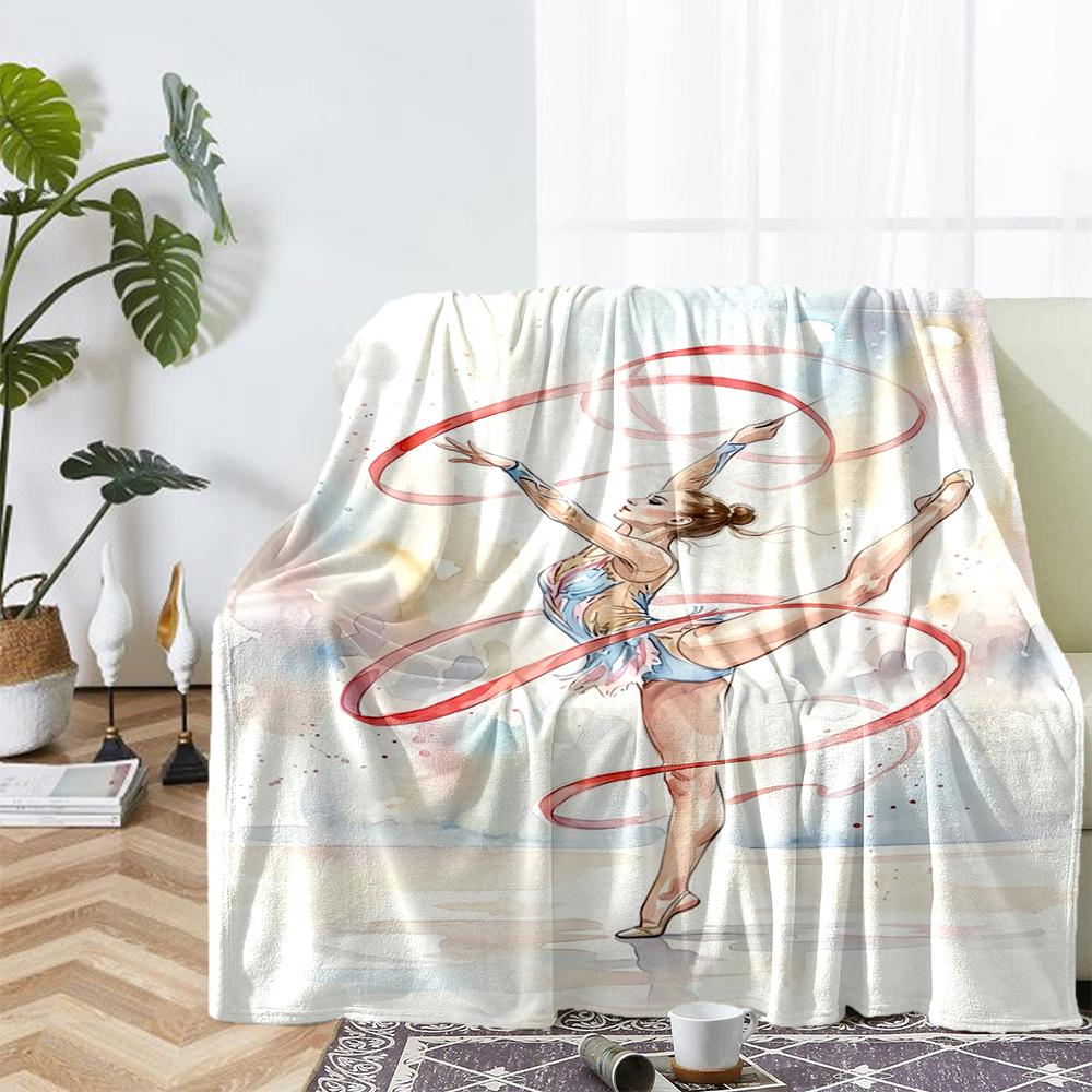 Gymnastics Theme Printed Blanket - Perfect for Couch, Bed, Travel & Outdoor Use | Machine Washable, Cozy & Durable.