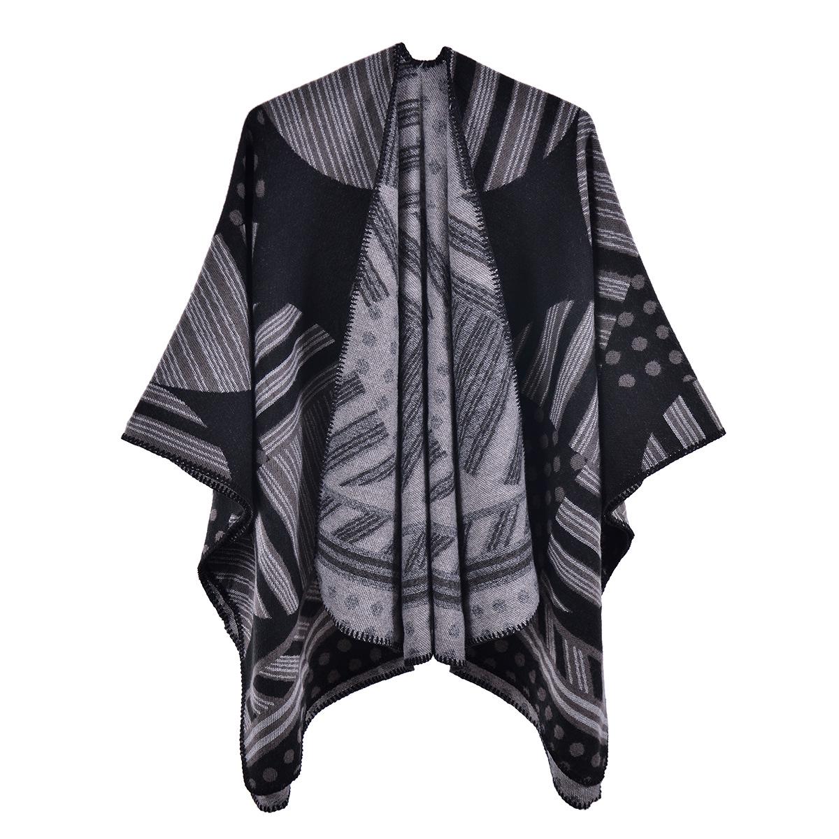 

Women s Retro Slit Shawl: Warm, Thick Imitation Cashmere Winter Cape Scarf 130x150cm