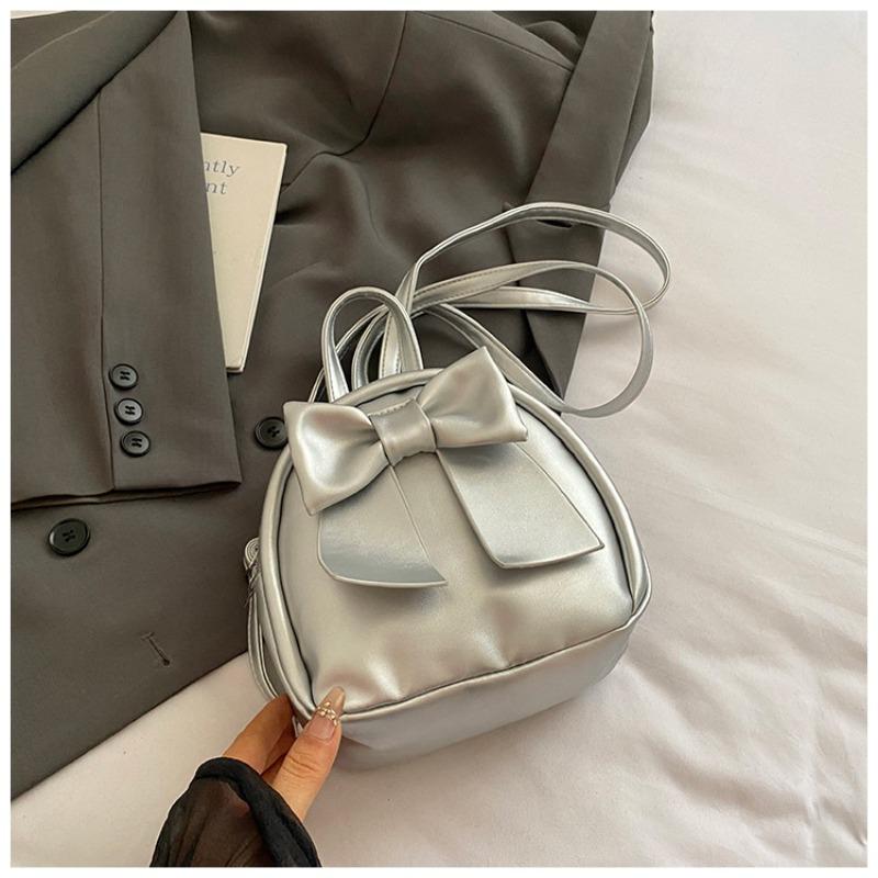 Beautiful solid color handbag women's new fashionable exquisite backpack bow casual student schoolbag