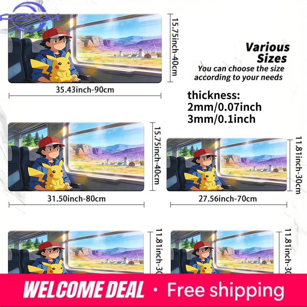 Pokemon Ash Pikachu Train Journey Gaming Mouse Pad NonSlip Desk Mat 300x800x2mm