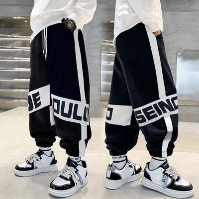 Roupa de Menino Primavera Outono Calças Esportivas para Meninos Calças de Moletom Infantis com Blocos de Cor Calças Casuais Roupas Infantis