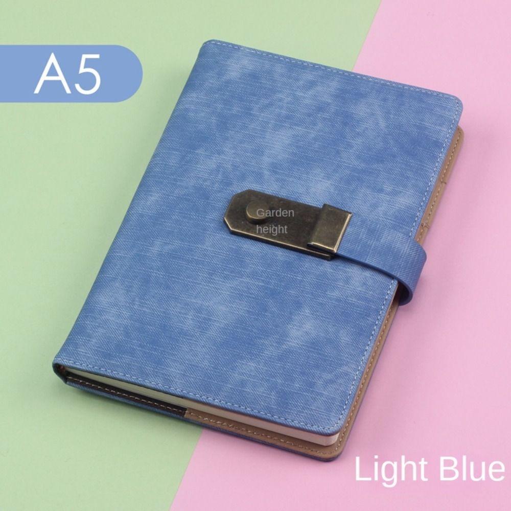 PU Leather Cover Diary Book with Lock Simple Atmosphere A5 Notebook Password Lock Notebook  Office