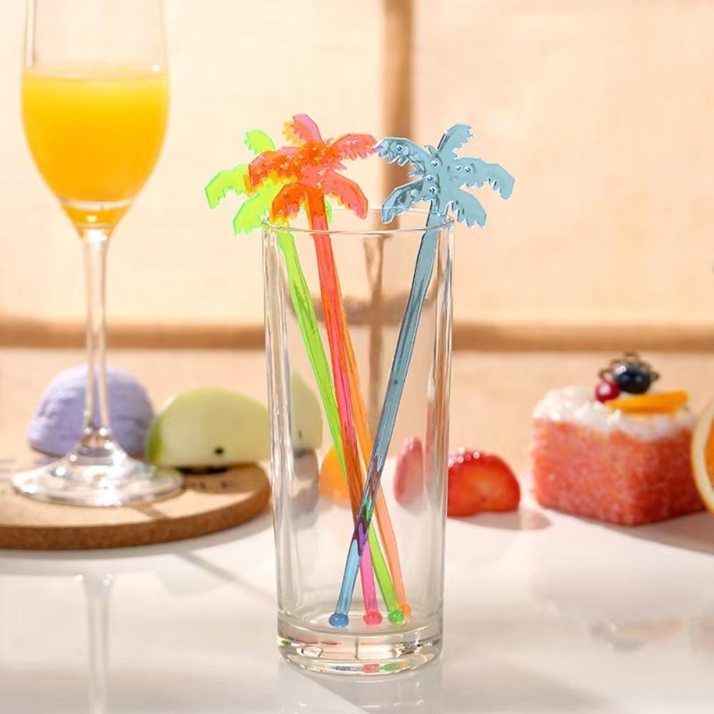 50pcs Tropical Coffee Beverage Stirrer Summer Juice Drink Stirrers  For Hawaiian Beach Party Wedding