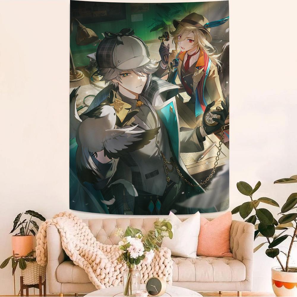 Genshin Impact Kaveh Alhaitham Anime Tapestry Hippie Flower Wall Carpets Dorm Decor Cheap Hippie Wall Hanging