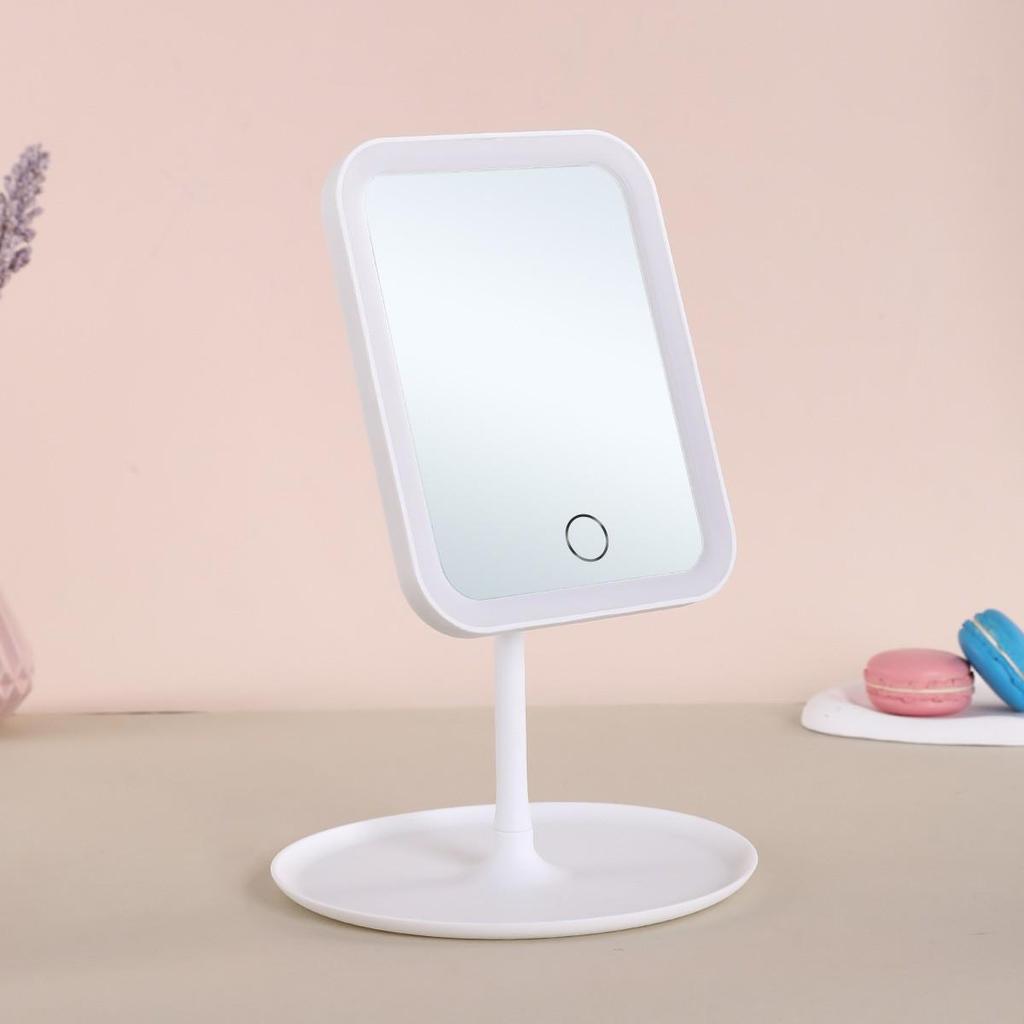 USB Rechargeable LED Vanity Mirror: Portable, INS Style Makeup Mirror with Light for Dorms