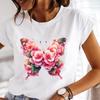 (Asian Size)  Tee Top Short Sleeve T Shirt Flower Sweet 90s Cute Women Clothing Casual Fashion Print Lady Female Graphic T-shirts