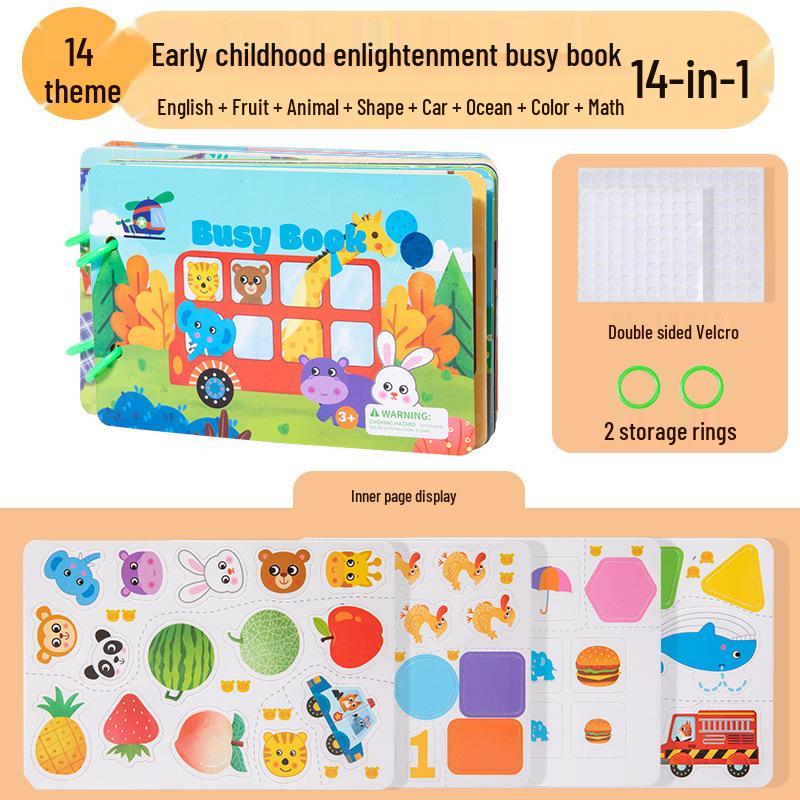 Montessori Baby Ruhiges Buch: Frühe Bildung & Kognitives Sticker-Puzzle