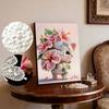 5D DIY Frameless Pearl Painting Flowers and Cats Pattern Painting Kit, Suitable for Home Living Room Bedroom and Other Wall Decoration Art Paintings