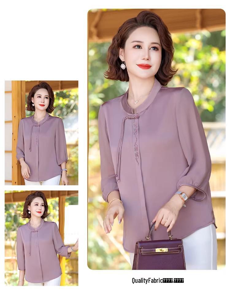 Women's Chinese Style Xiangyunsha Shirt - Mom's Summer 2026 Collection for Middle-Aged and Elderly