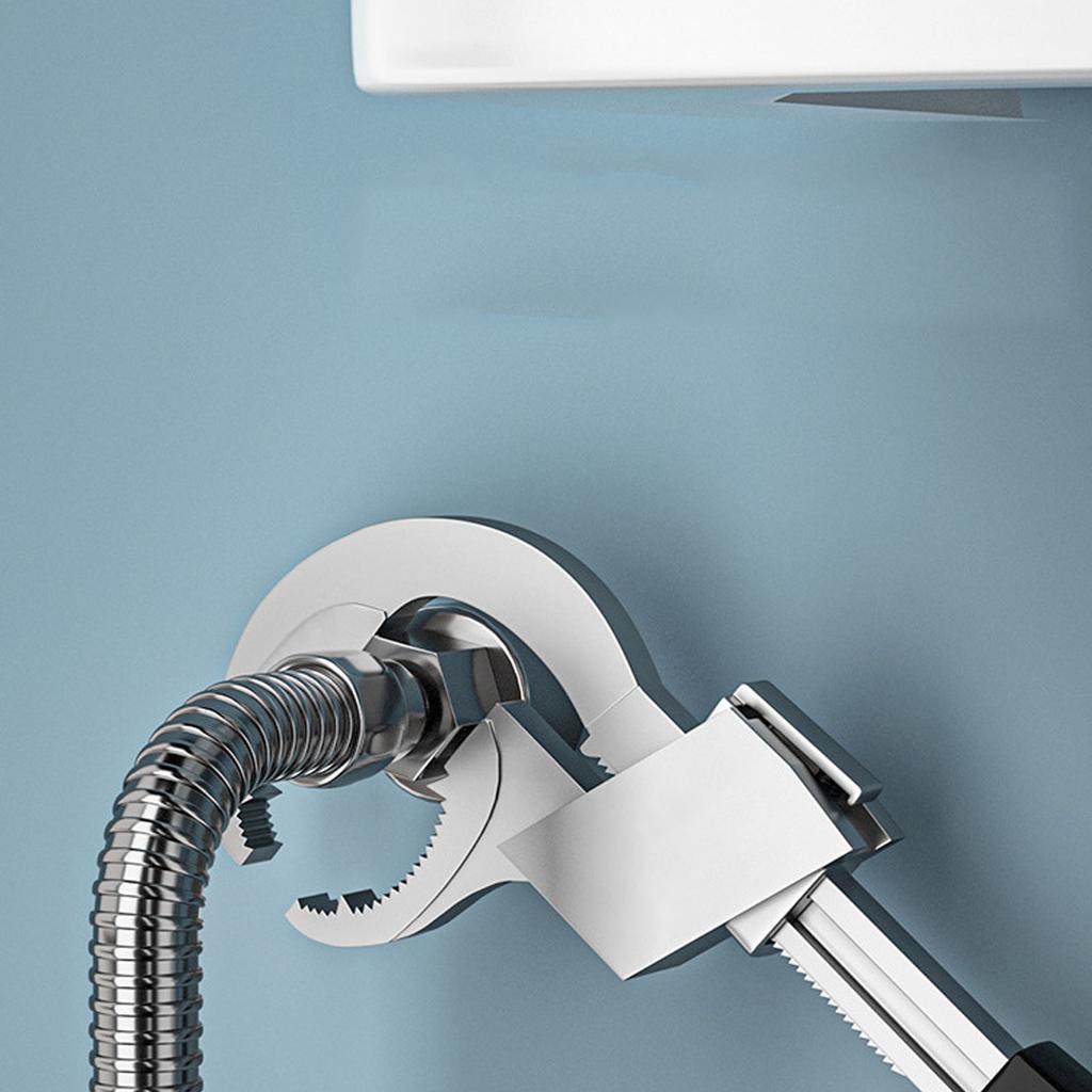 Bathroom Wrench Set Aluminum Alloy Adjustable Large Opening Arc Teethed Double Headed Sink Wrench