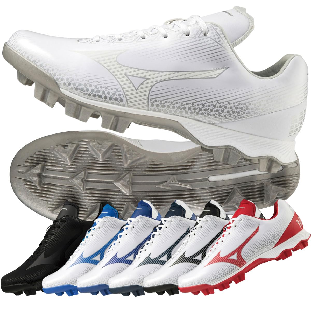 Mizuno Wave Light Revolution Point White x Size with SOLV Sticker Spikes, Navy, 25.5cm,