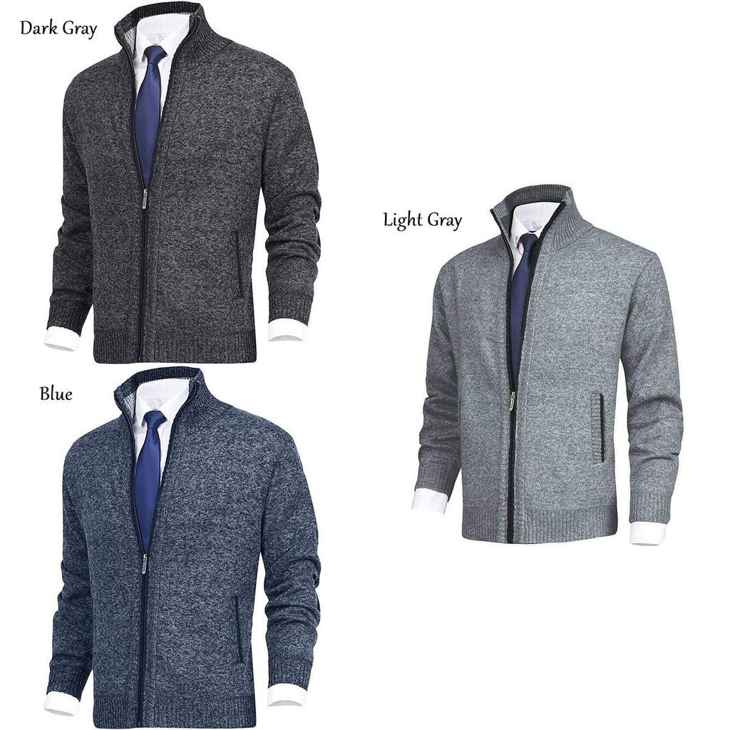 2023wish Men's Fashionable Knitted Cardigan Sweater With Stand Collar Plus Size