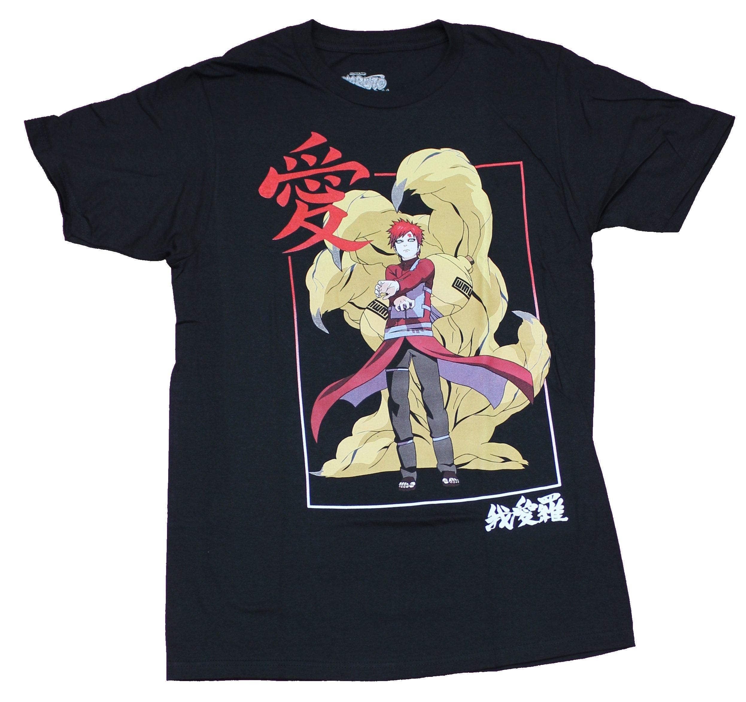 Naruto Shippuden Mens T-Shirt - Gaara Sand Cloud Kanji Pic XL