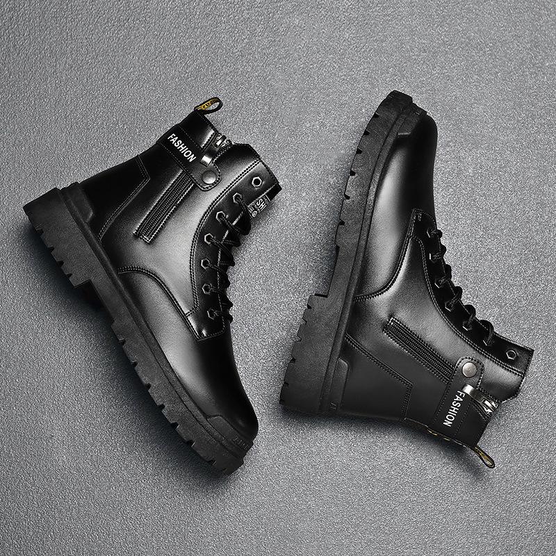 2023 Autumn Men's British Style High-Top Martin Boots: Trendy Casual Workwear Safety Shoes