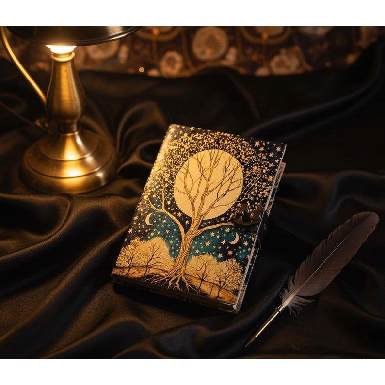 

Tree of Life Leather Grimoire Journal: Handmade Spell Book of Shadows 7 x 5 in - 200 page