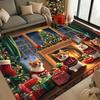 Christmas Cat Dog Area Rug Winter Window Fireplace Large Rectangle Carpet for Living Room Sofa Lounge Coffee Table Accent Mat