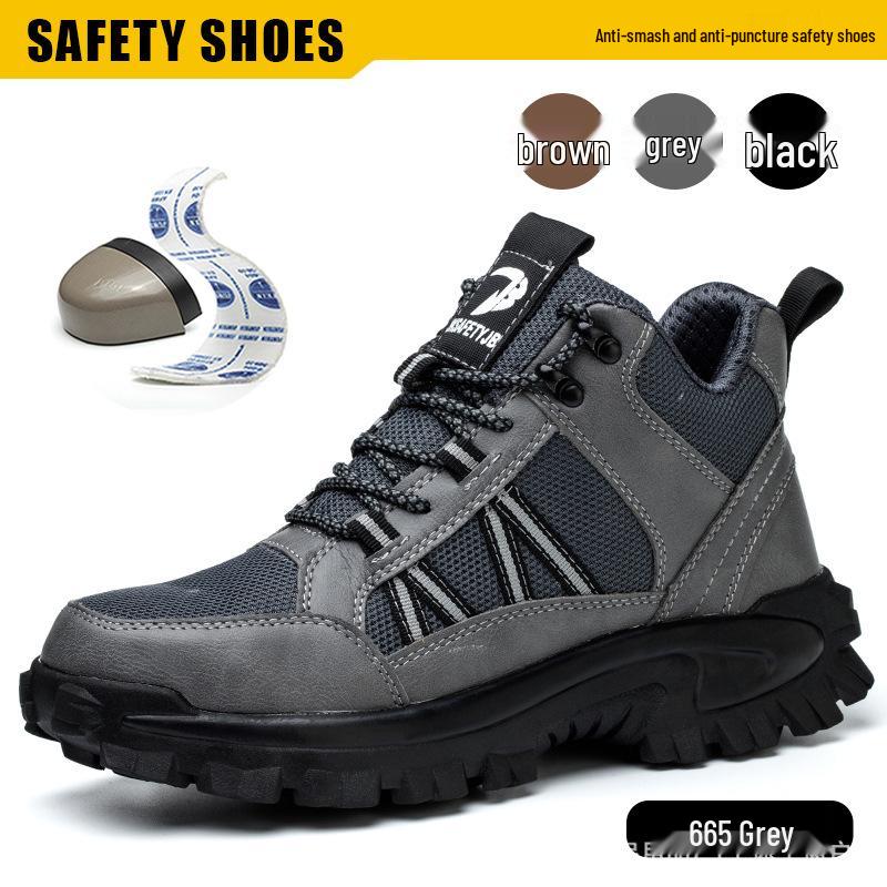 Men's Steel Toe High-Top Work Boots: Ankle Support, Anti-Smash, Anti-Puncture, Wear-Resistant, Comfortable
