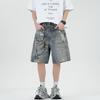 New Summer Loose Denim Mid-pants Men's Fried Salt Water Wash 5-minute Shorts
