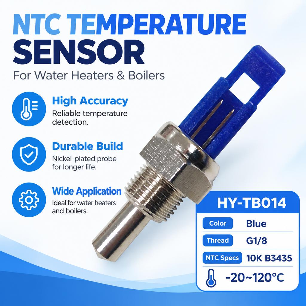 NTC Temperature Sensor with G1/8 Thread and Nickel-Plated Probe 10K 3435 for Water Heater