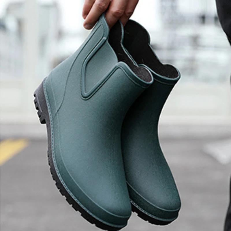 Rain Boots Men's New Fashionable Anti Slip Short Tube Rain Boots Outdoor Waterproof Low Top Rain Boots Casual Sports Rain Boots
