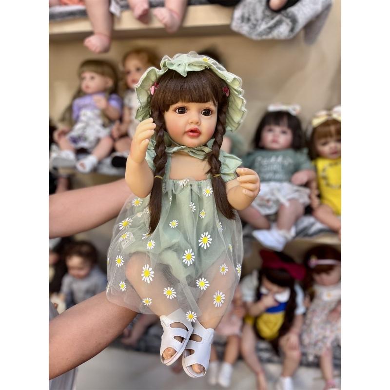 21'' Reborns Doll Life Like Girl Doll Toddler Interaction Toy Waterproof Silicone Doll that Looks Real with Eyes-Open