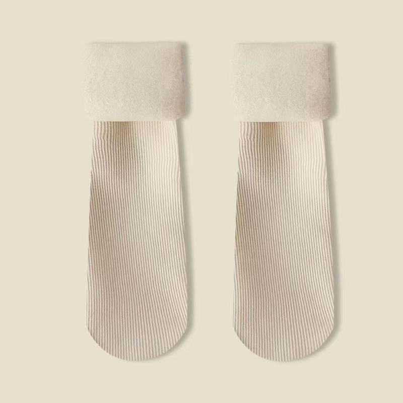 Women'S Plus Size Knee-Length Socks - Polyester Knit Fabric, Fleece-Lined, Solid Color, Warm