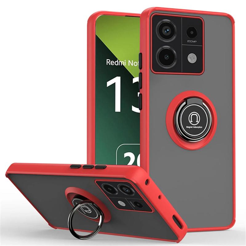 For Xiaomi Redmi Note 13 Pro Plus 5G 4G Magnetic Ring Phone Stand Case Redmi 14C 13C 9A Matte Back Cover Redmi Note 14 Pro Plus