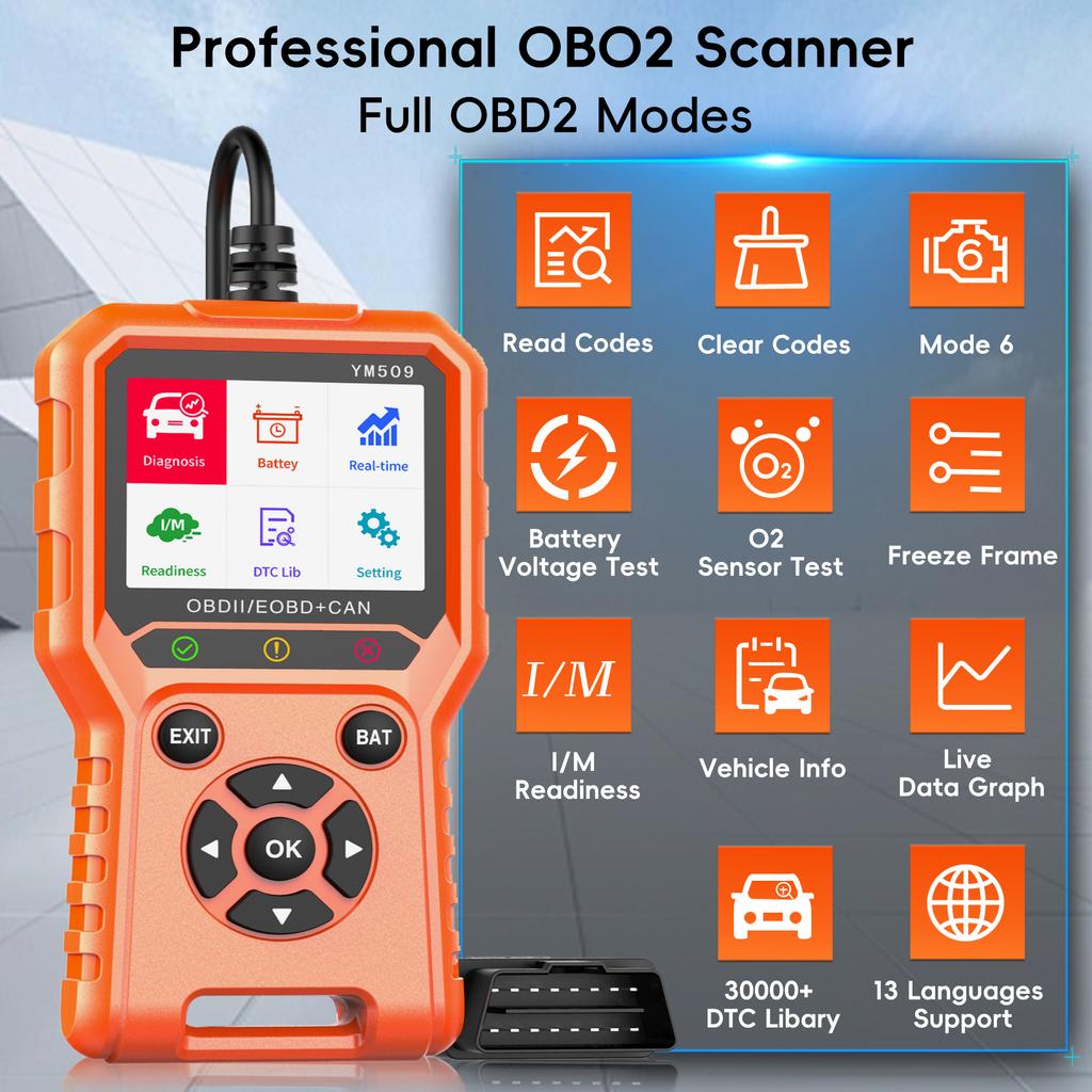 OBD2 Scanner Diagnostic Tool, Check Engine Code Reader , I/M Readiness, Profession  Car Diagnostic Scan Tool for All OBDII Car