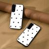 Black Heart Pattern Phone Case for Samsung Galaxy S22+ S22 S21 FE S21+ Acrylic Back TPU Bumper Shockproof Protective Cover, Minimalist Korean Style