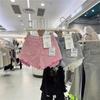 Summer 2026 American Pink Ripped Denim Shorts - Korean Style Wide-Leg A-line Hot Pants