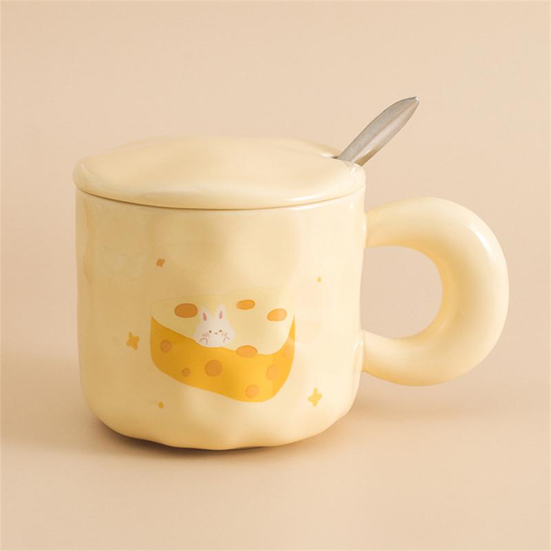 Porcelain Cup Girl Cartoon Multifunction Covered Spoon Practical Cute Water Accessories For Perfect Cup For Hot Drinks Mug