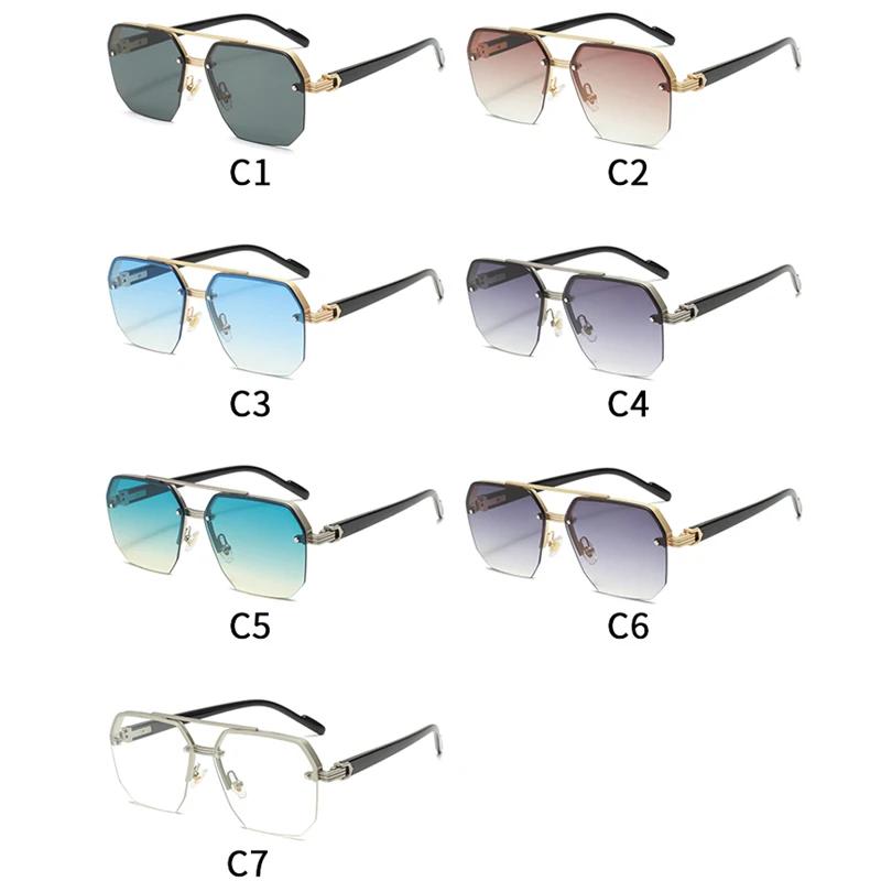 New Rimless Fashion Sunglasses for Women Men Casual Gradient Glasses for Summer Outdoors Beach Party Brand Designer UV400