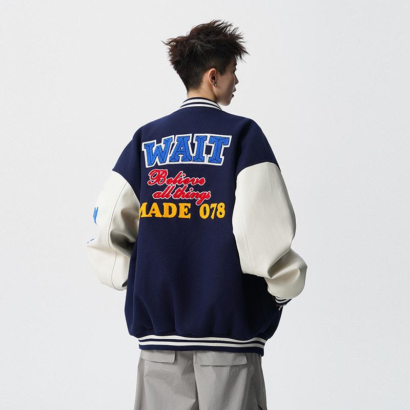 Mint Cat 2025 Spring Retro Couple Embroidered Baseball Jacket