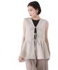 Nano Universe Vest and Blouse with Ribbon Tie Be F 040 Beige Women's Linen-Like Two-Way (Can Matched) 673-5121323